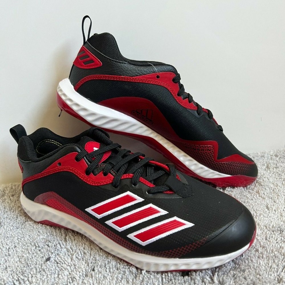 adidas FV9348 Icon 6 Bounce Black Red White Baseball Cleats